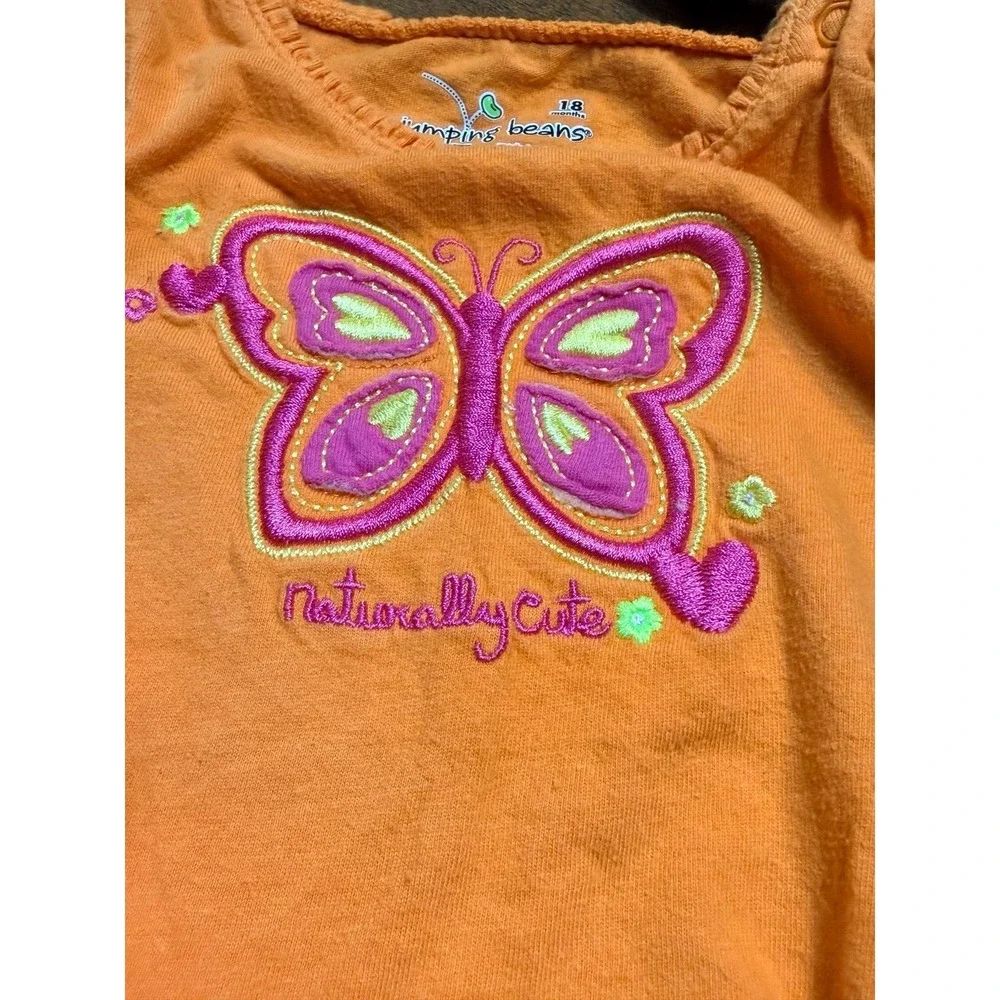 Infant 2 pc outfit, polka dot bubble skirt & butterfly sleeveless shirt 18 month